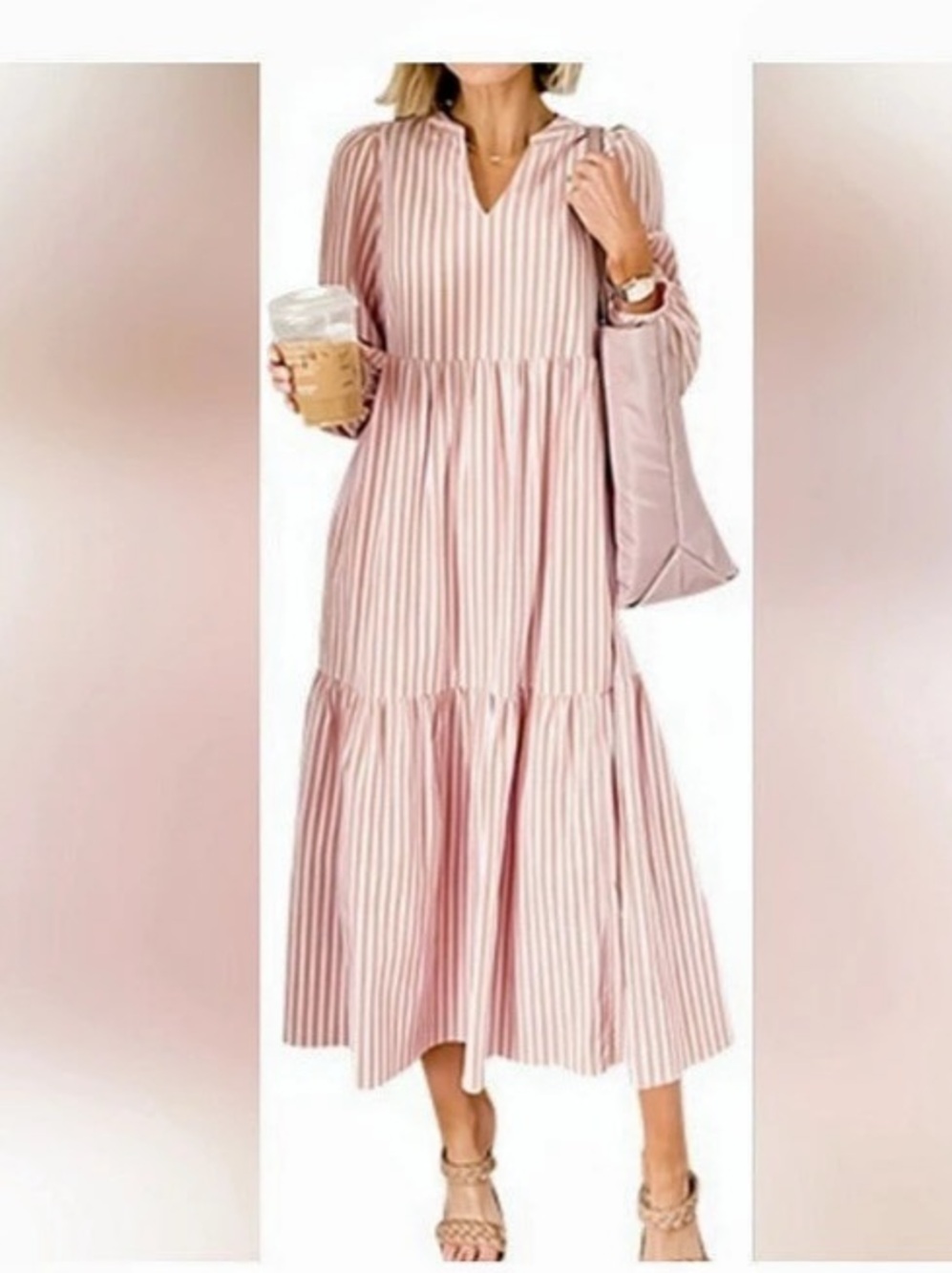 A New Day Pink & White Striped Maxi Dress